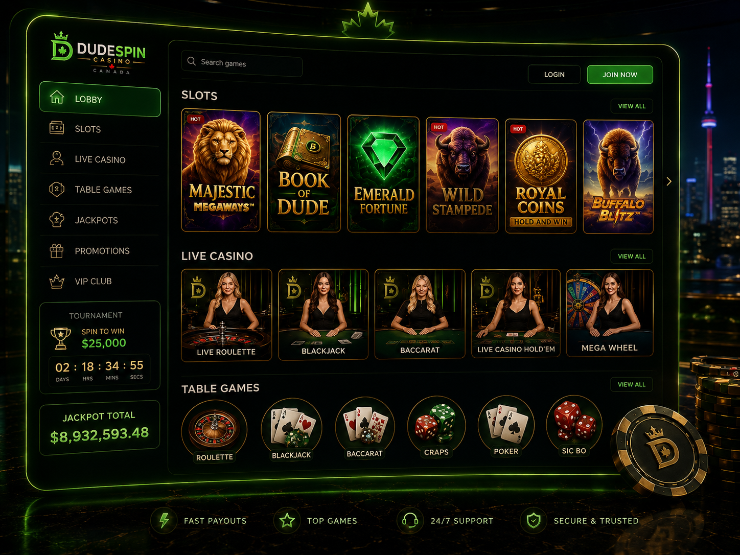 Dudespin Casino slots and live games Dudespin casino games lobby